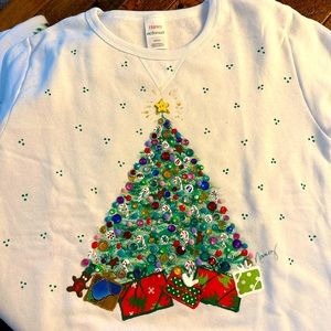 Hand painted Christmas Tree sweatshirt size M ….